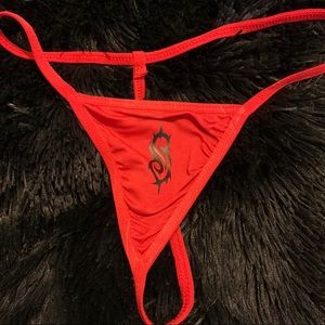 SOLD- Red thong with black Slipknot design 🖤